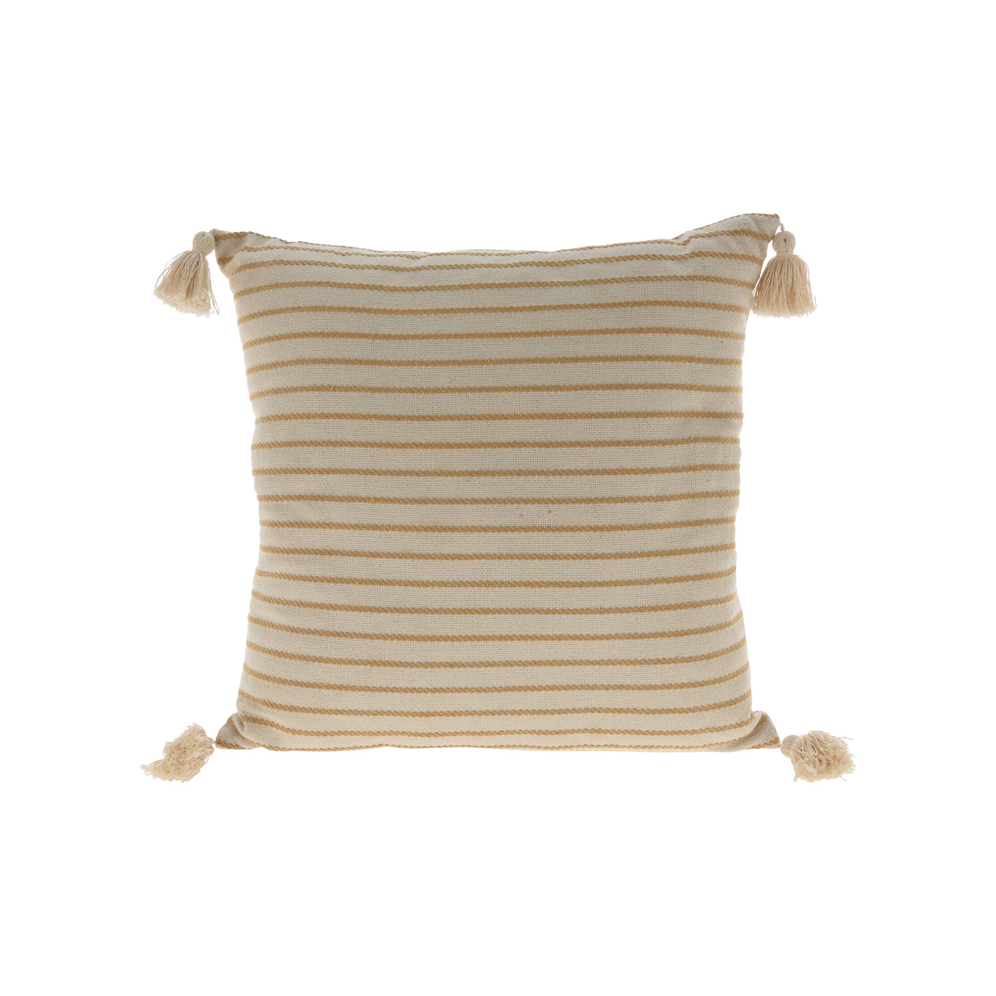 JUD Square Cushion 18" x 18" Striped Cotton & Rope Beige