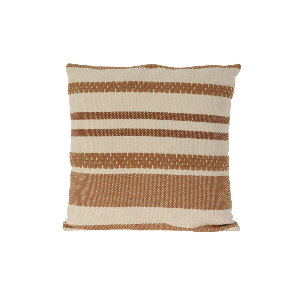 ZAM Square Cushion 18" x 18" Striped Cotton Beige - Default Title