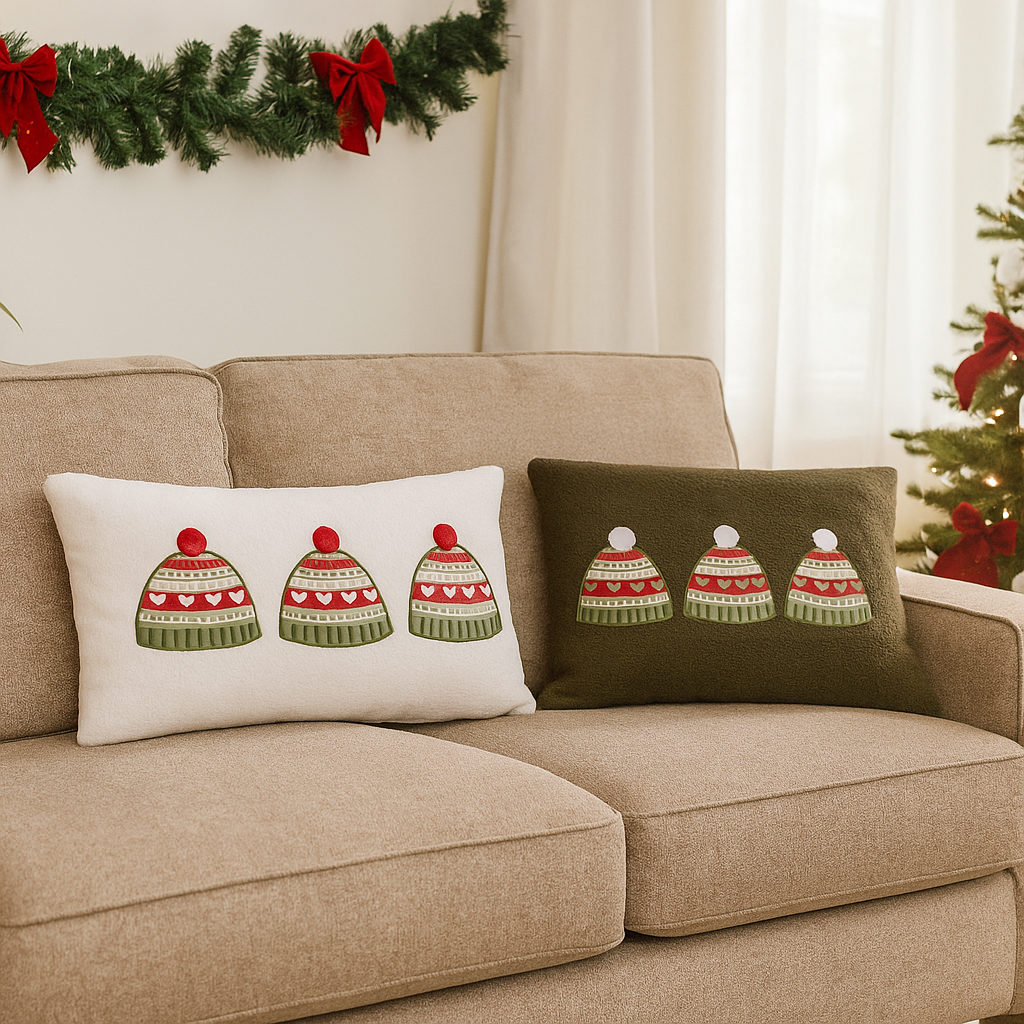 NOL Rectangular Cushion Set 20" x 12" Christmas Pattern (Set of 2)