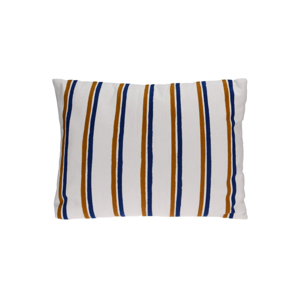 BLO Set of 3 Rectangular Cushions 18" x 24" Cotton White with Colorful Stripes - Multi