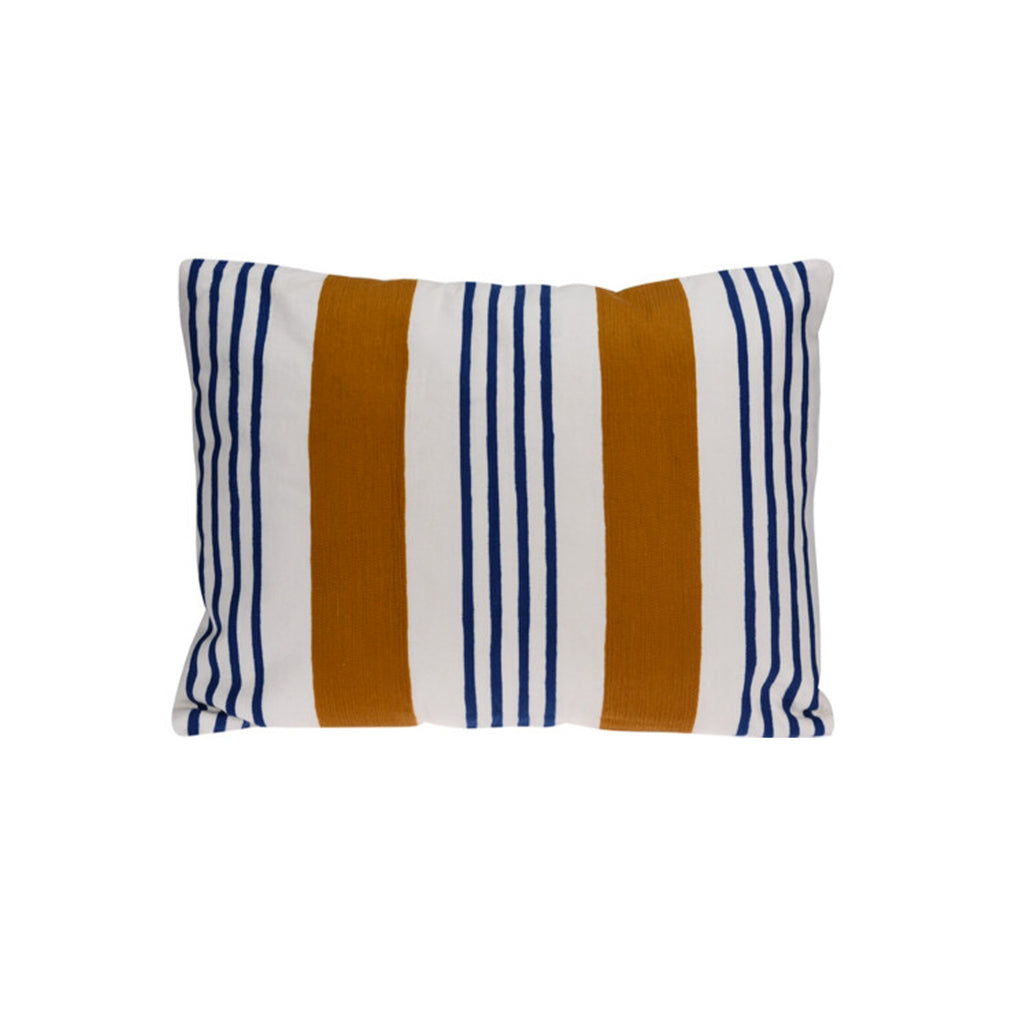 BLO Set of 3 Rectangular Cushions 18" x 24" Cotton White with Colorful Stripes - Multi