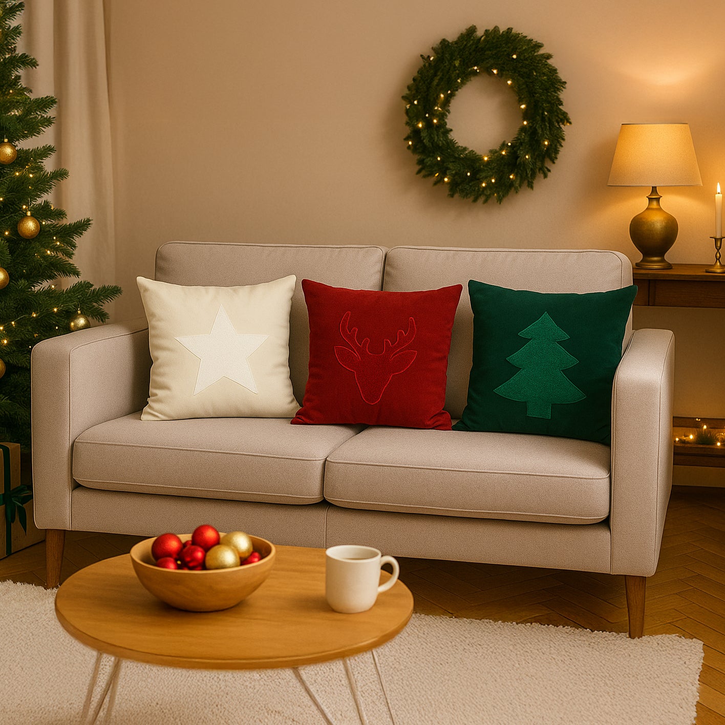 EGE Square Cushion Set 18" x 18" Christmas Pattern (Set of 3)