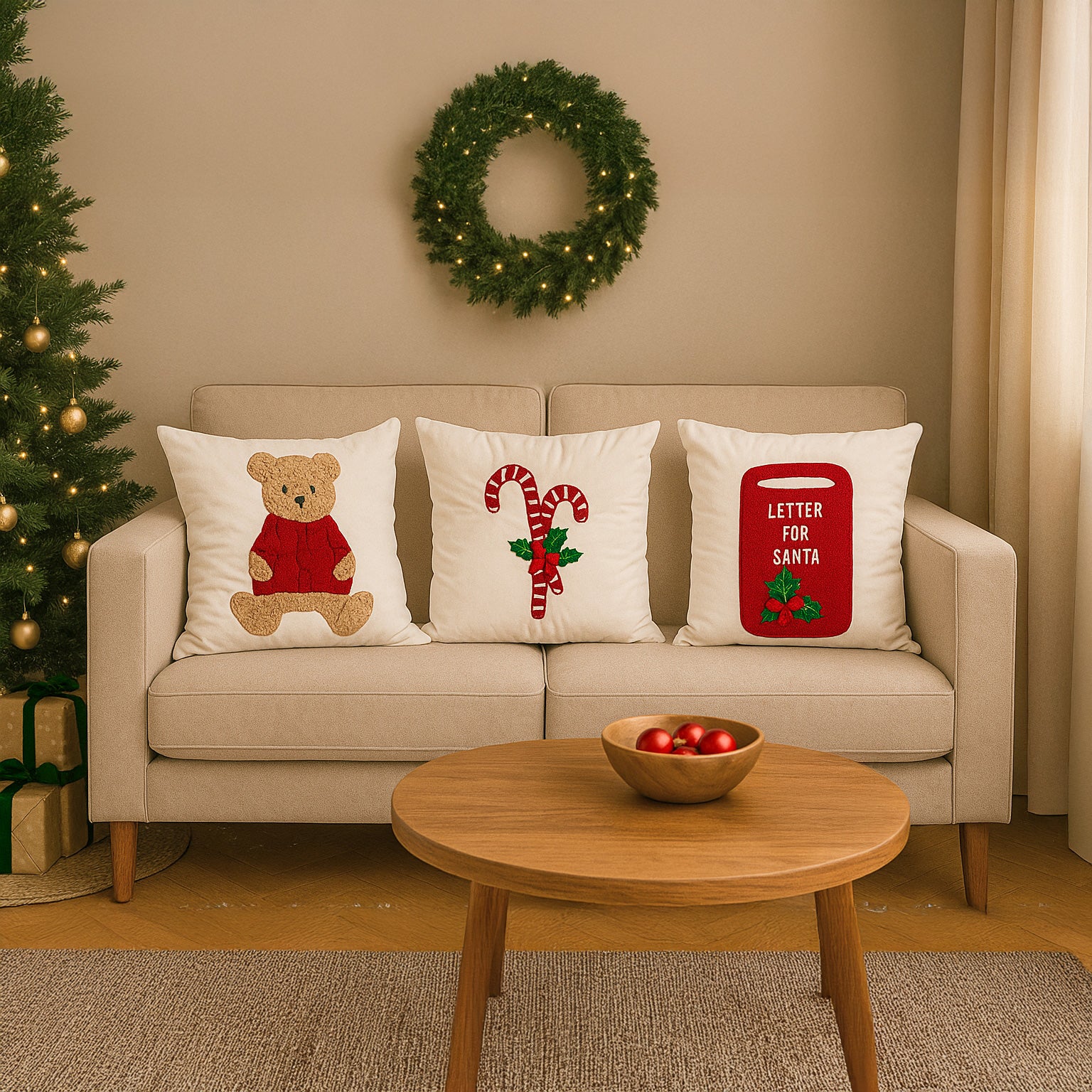 ITO Square Cushion Set 18" x 18" Christmas Pattern (Set of 3)