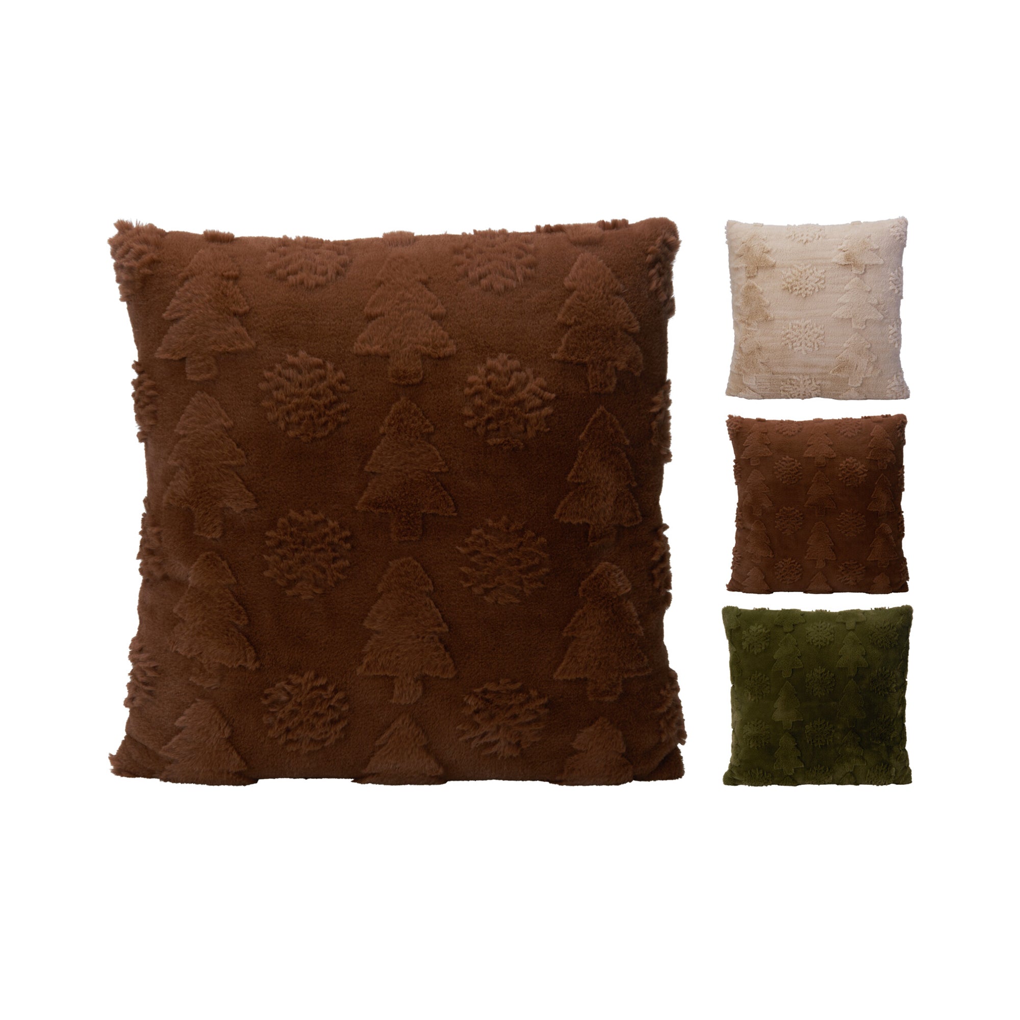 UZA Square Cushion Set 18" x 18" Multi-Color Jacquard and Velvet (Set of 3)