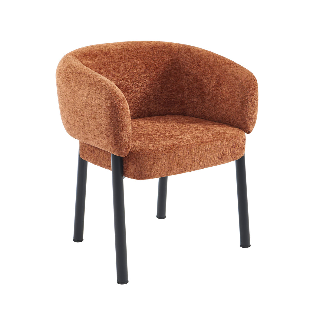 ABELIA Velvet Accent Armchair with Black Metal Legs – Terracotta