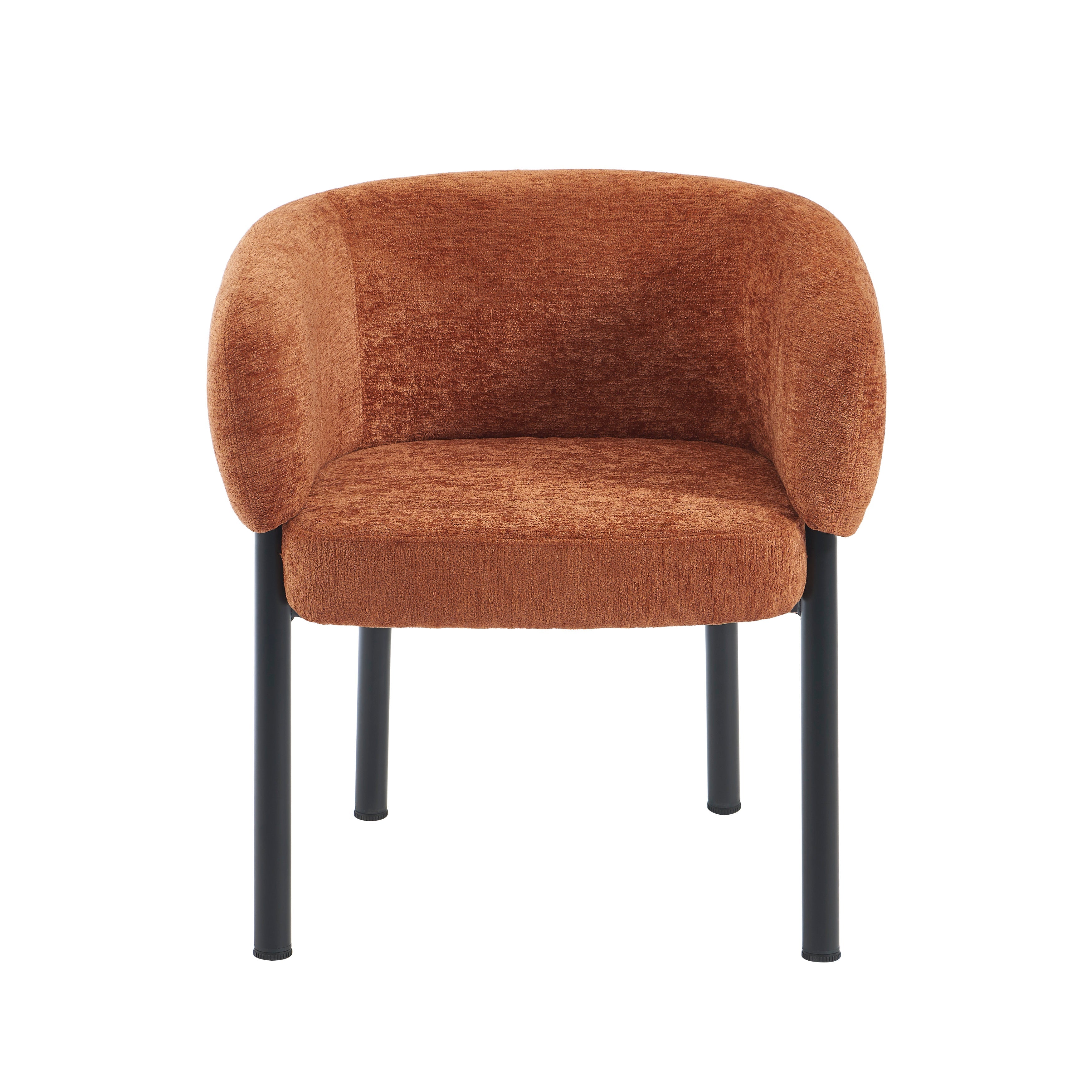 ABELIA Velvet Accent Armchair with Black Metal Legs – Terracotta