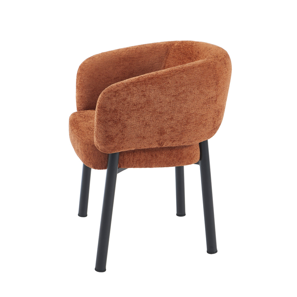 ABELIA Velvet Accent Armchair with Black Metal Legs – Terracotta
