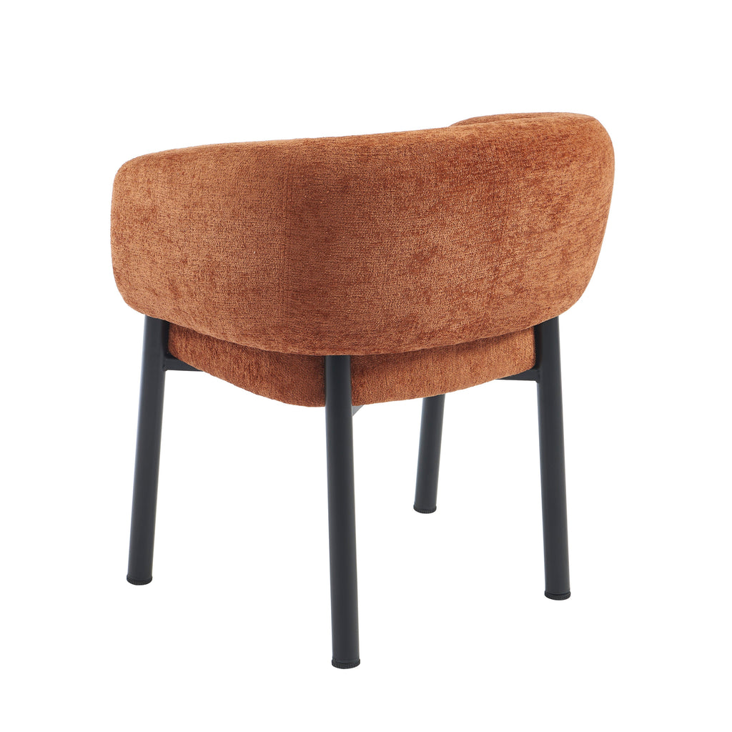 ABELIA Velvet Accent Armchair with Black Metal Legs – Terracotta