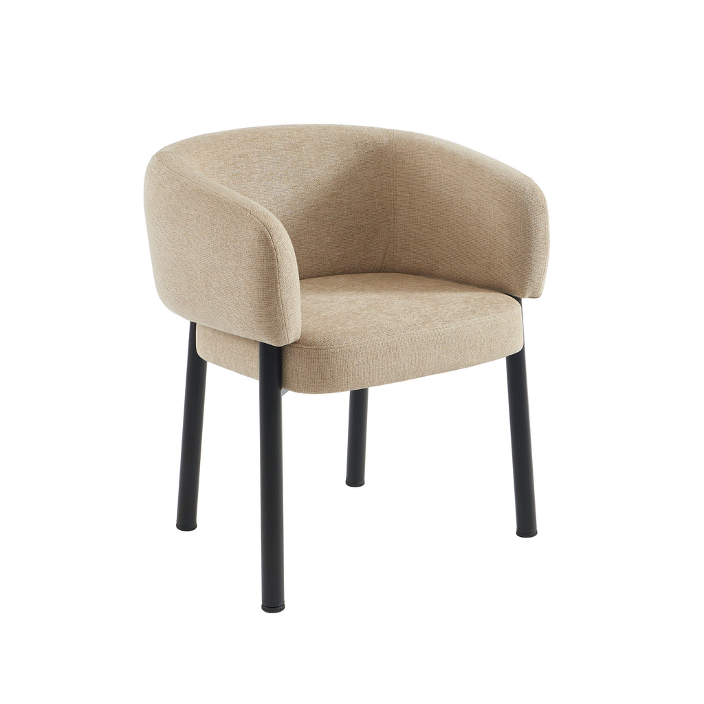 ABELIA Velvet Accent Armchair with Black Metal Legs – Beige