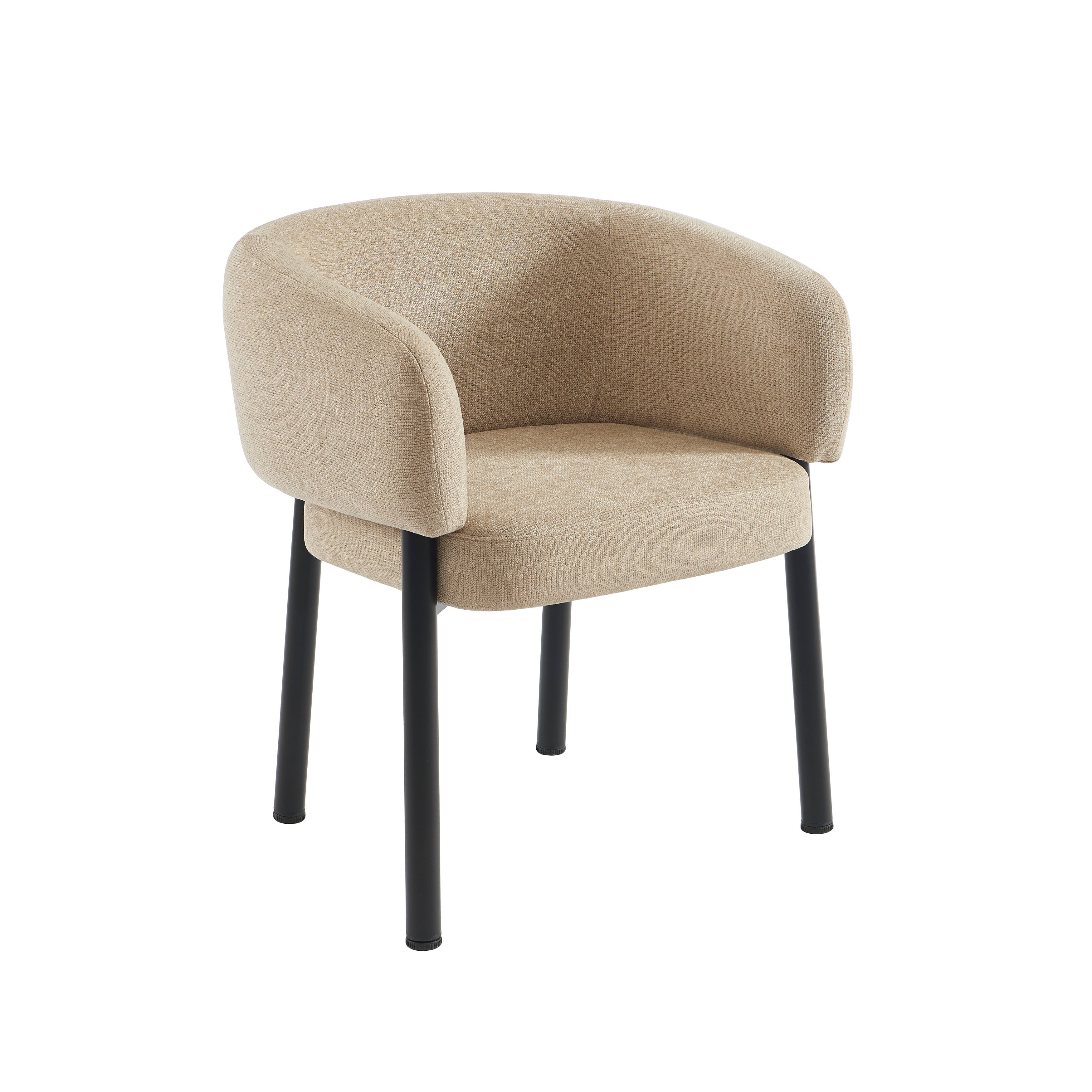 ABELIA Velvet Accent Armchair with Black Metal Legs – Beige