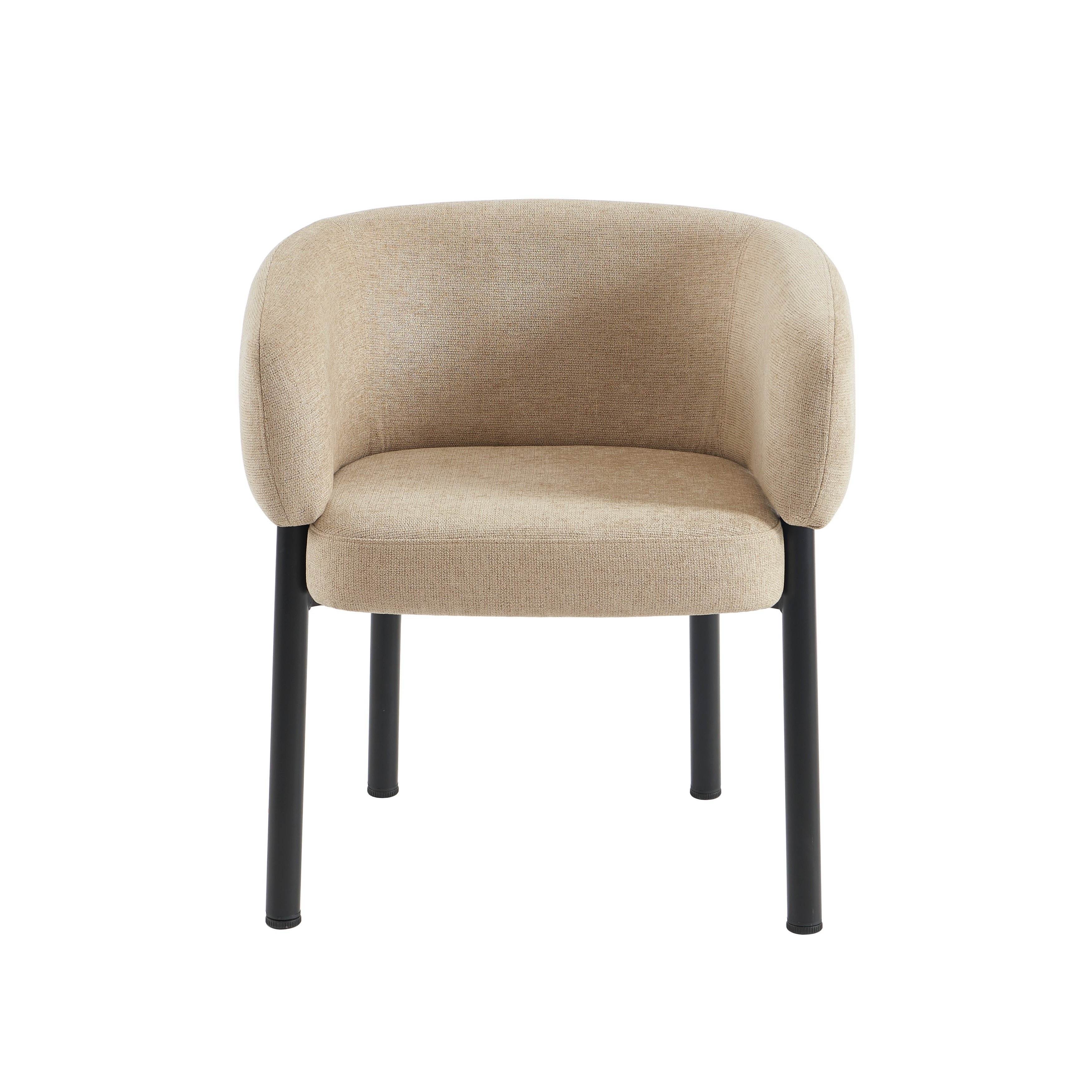 ABELIA Velvet Accent Armchair with Black Metal Legs – Beige