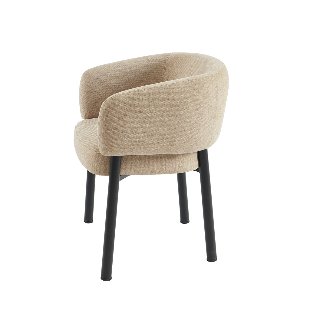ABELIA Velvet Accent Armchair with Black Metal Legs – Beige