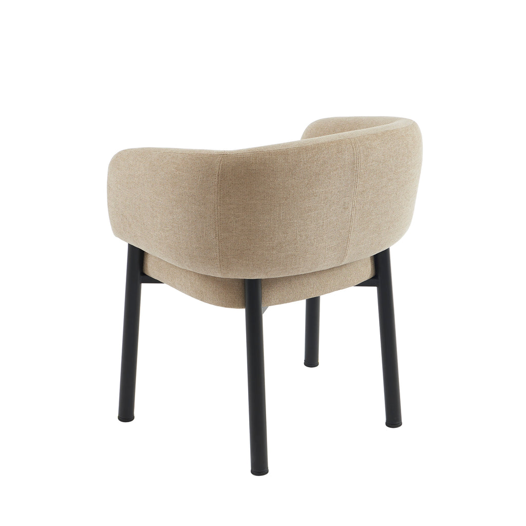 ABELIA Velvet Accent Armchair with Black Metal Legs – Beige