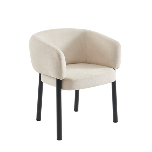 ABELIA Set of 2 Velvet Accent Armchairs with Black Metal Legs