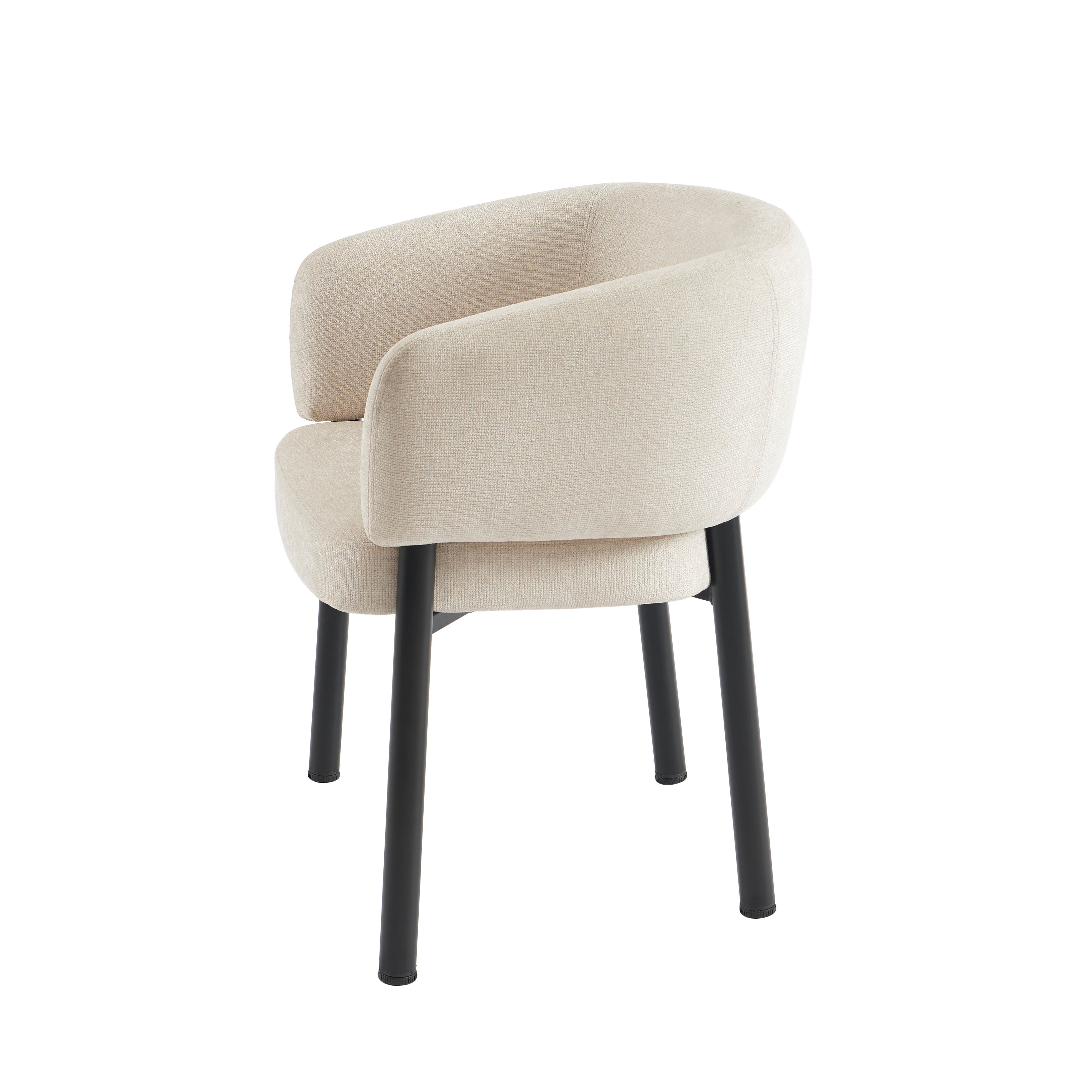 ABELIA Velvet Accent Armchair with Black Metal Legs – White