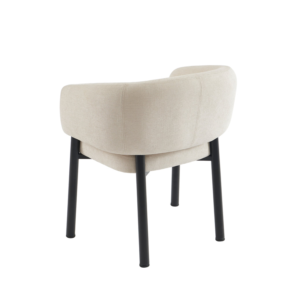 ABELIA Velvet Accent Armchair with Black Metal Legs – White