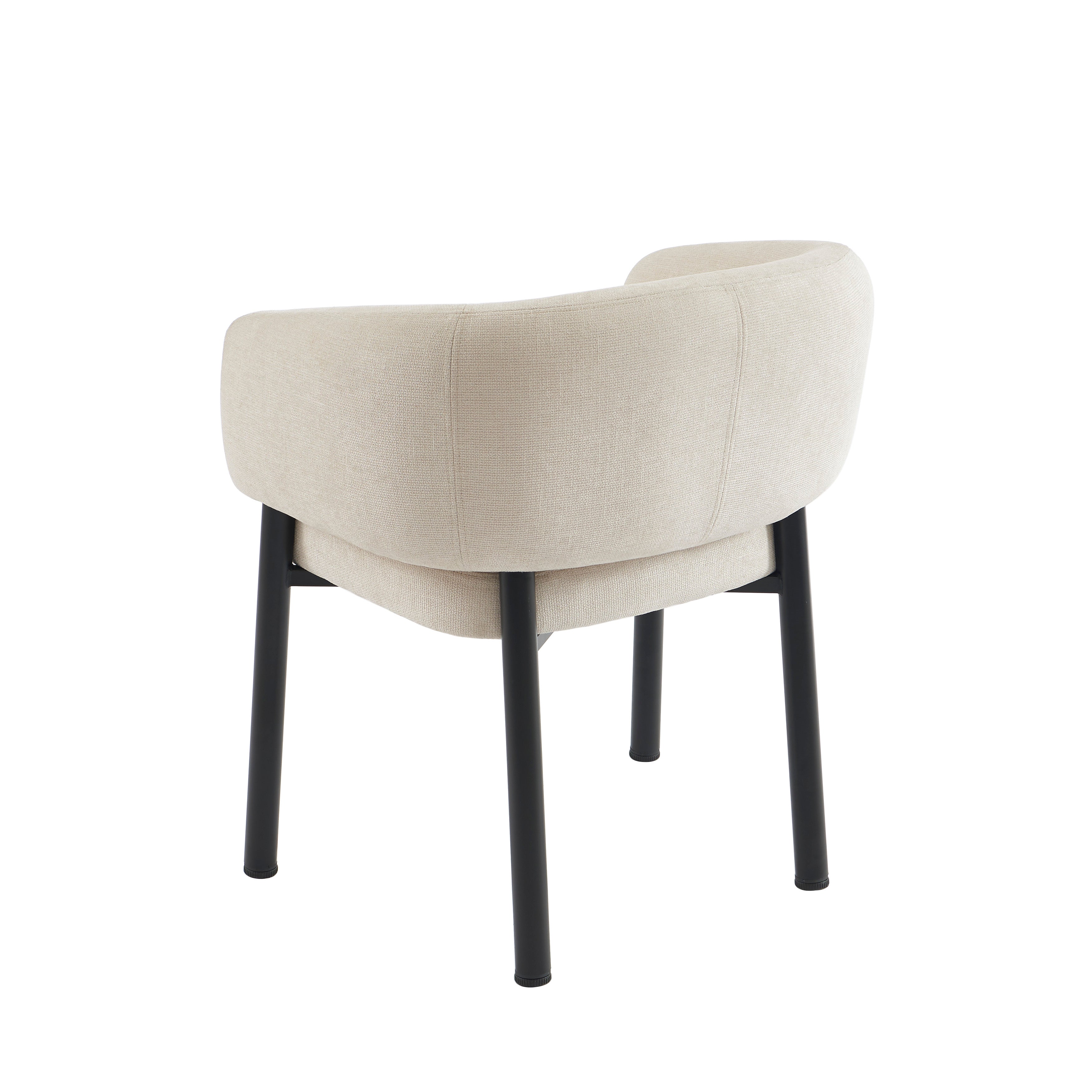 ABELIA Velvet Accent Armchair with Black Metal Legs – White