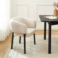 ABELIA Velvet Accent Armchair with Black Metal Legs – White