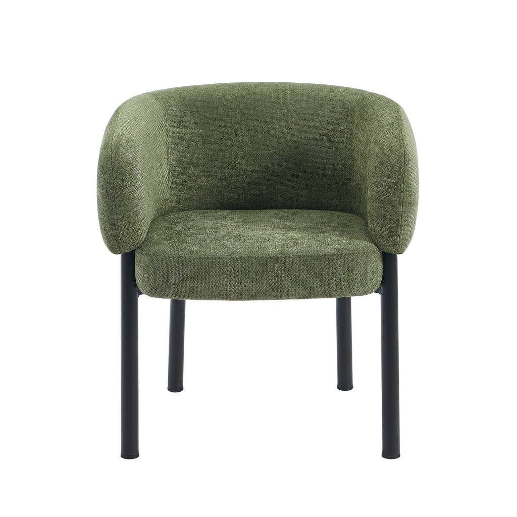 ABELIA Velvet Accent Armchair with Black Metal Legs – Green