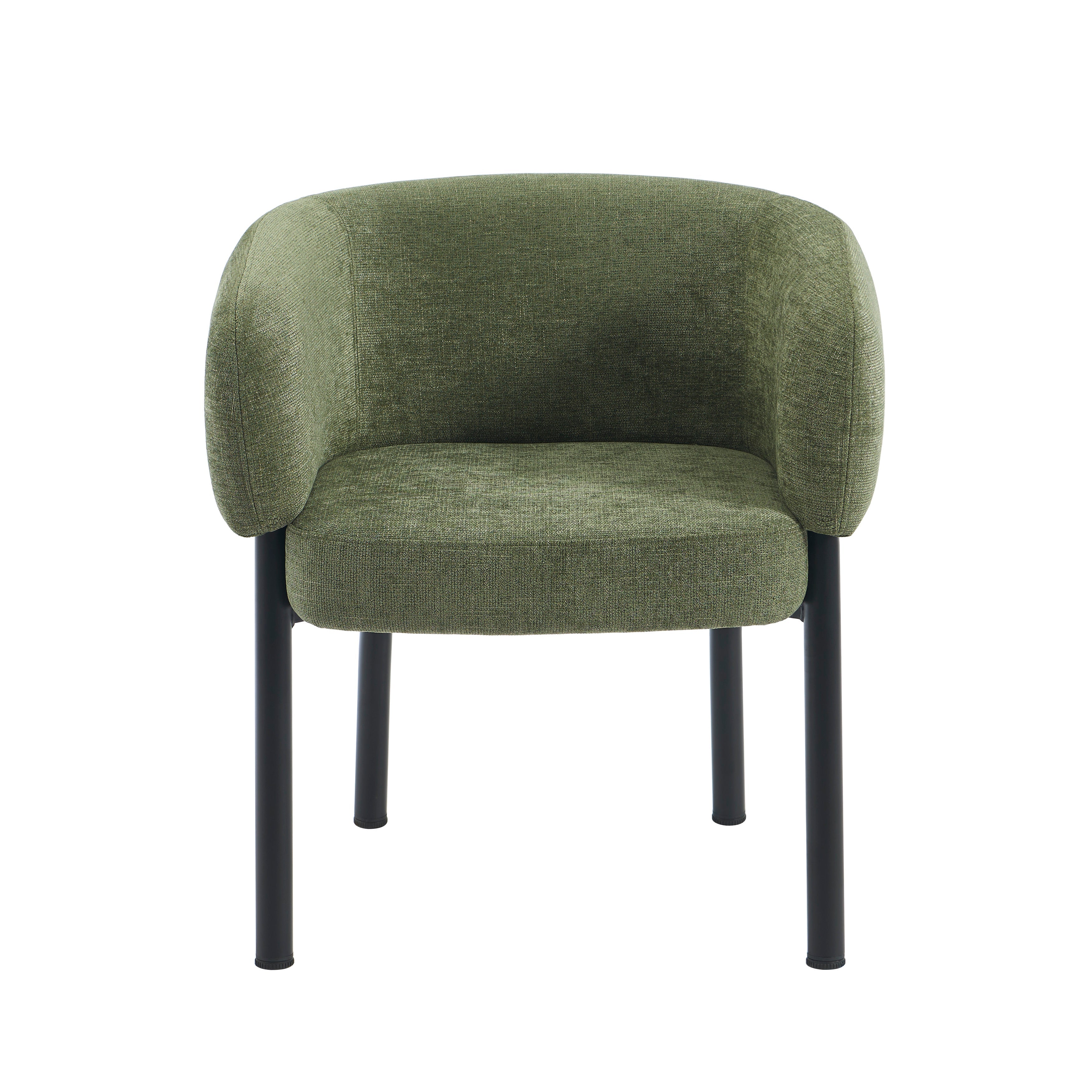 ABELIA Velvet Accent Armchair with Black Metal Legs – Green