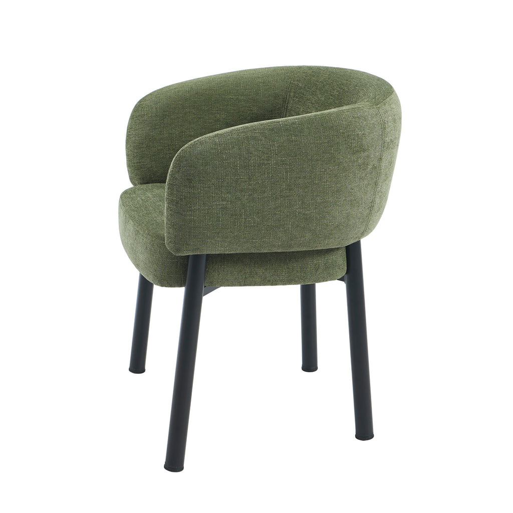 ABELIA Velvet Accent Armchair with Black Metal Legs – Green