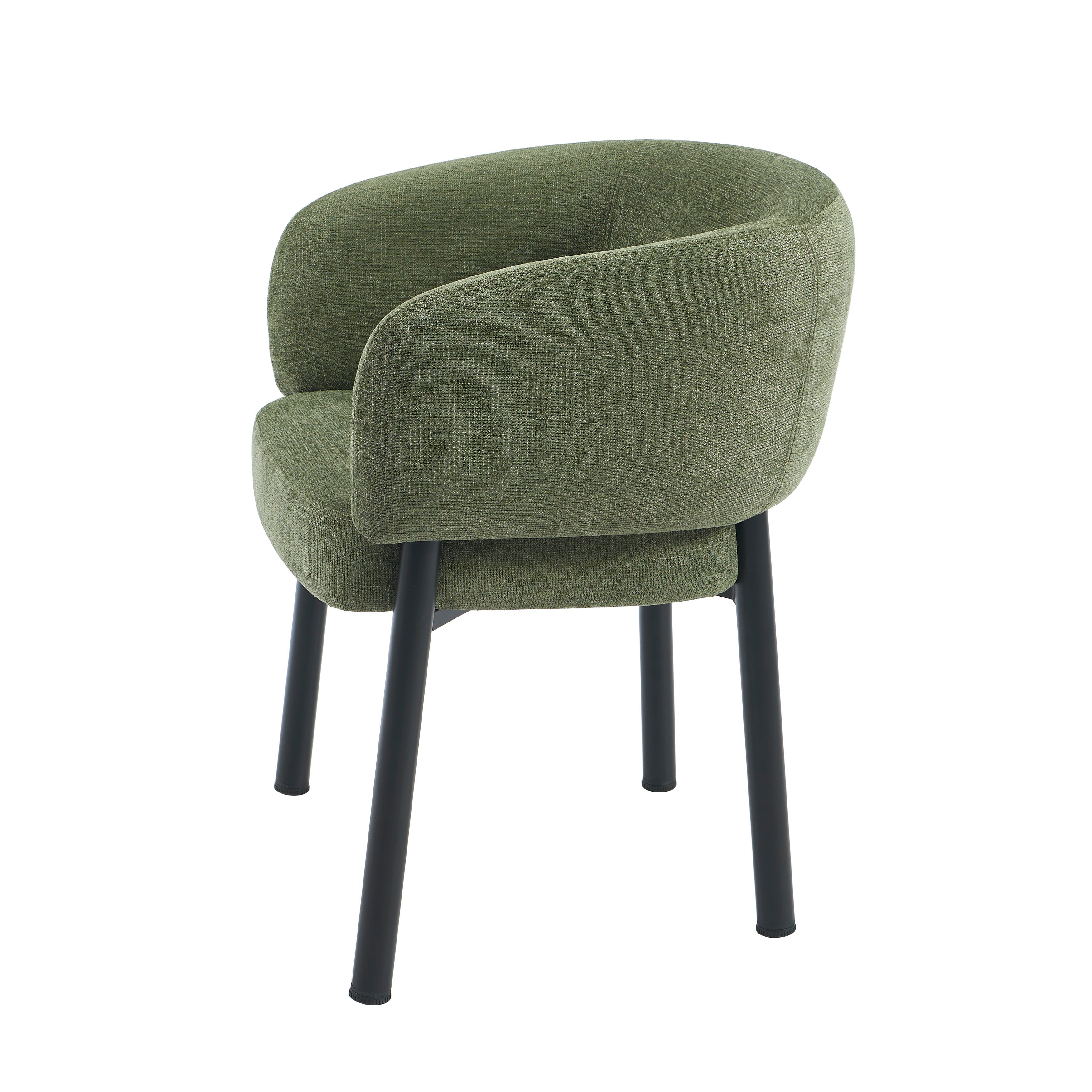 ABELIA Velvet Accent Armchair with Black Metal Legs – Green