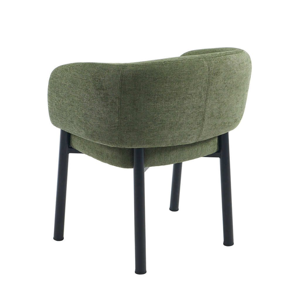 ABELIA Velvet Accent Armchair with Black Metal Legs – Green