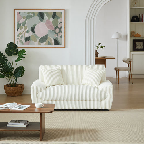 ADEA Fixed 2-Seater Sofa – Corduroy Velvet Sofa For Modern Cozy Living Spaces