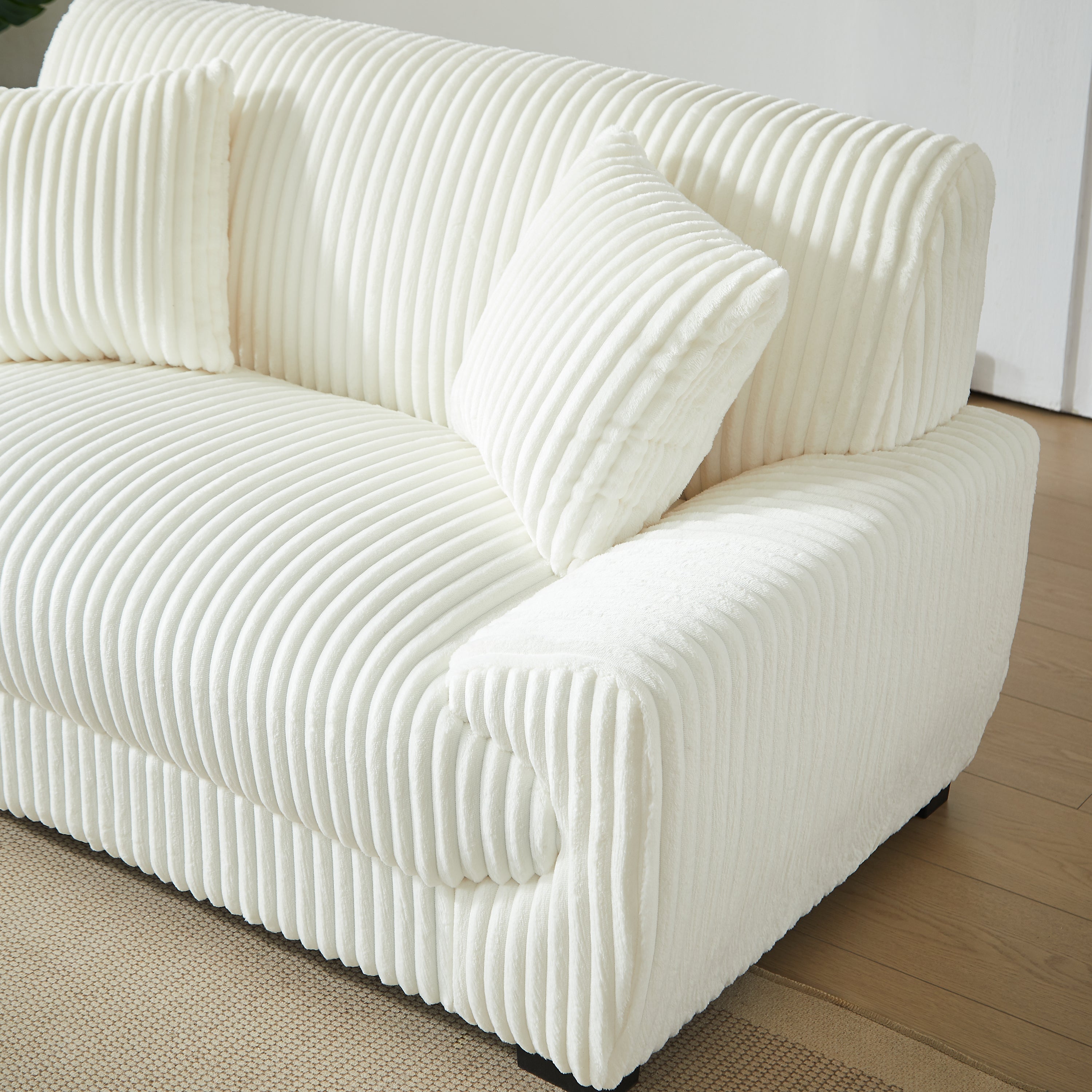 ADEA Fixed 2-Seater Sofa – Corduroy Velvet Sofa For Modern Cozy Living Spaces