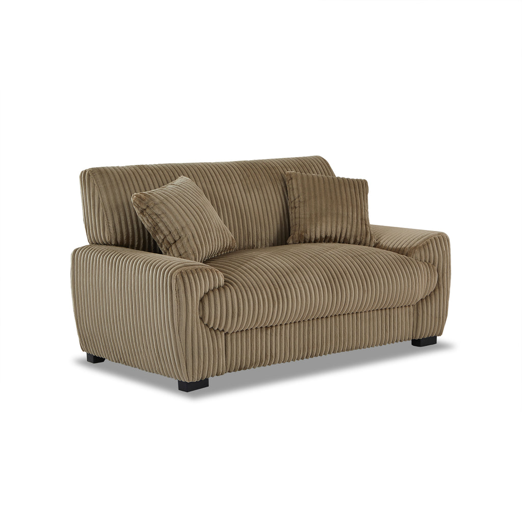 ADEA Fixed 2-Seater Sofa – Corduroy Velvet Sofa For Modern Cozy Living Spaces