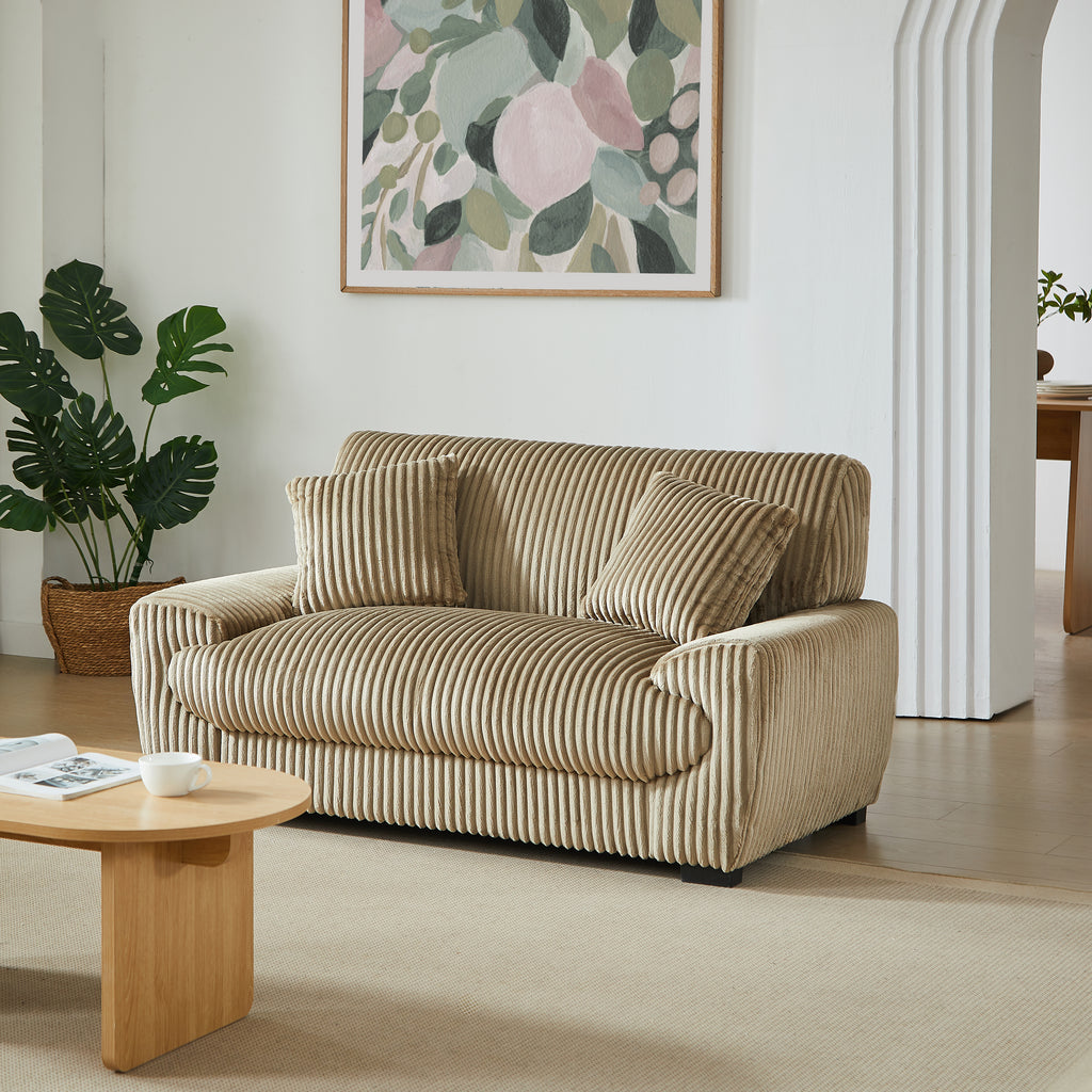 ADEA Fixed 2-Seater Sofa – Corduroy Velvet Sofa For Modern Cozy Living Spaces