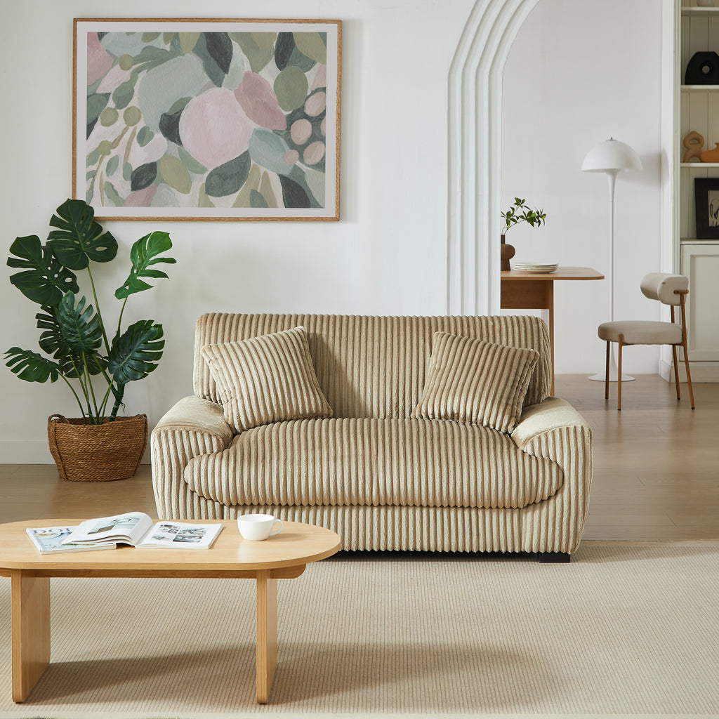 ADEA Fixed 2-Seater Sofa – Corduroy Velvet Sofa For Modern Cozy Living Spaces