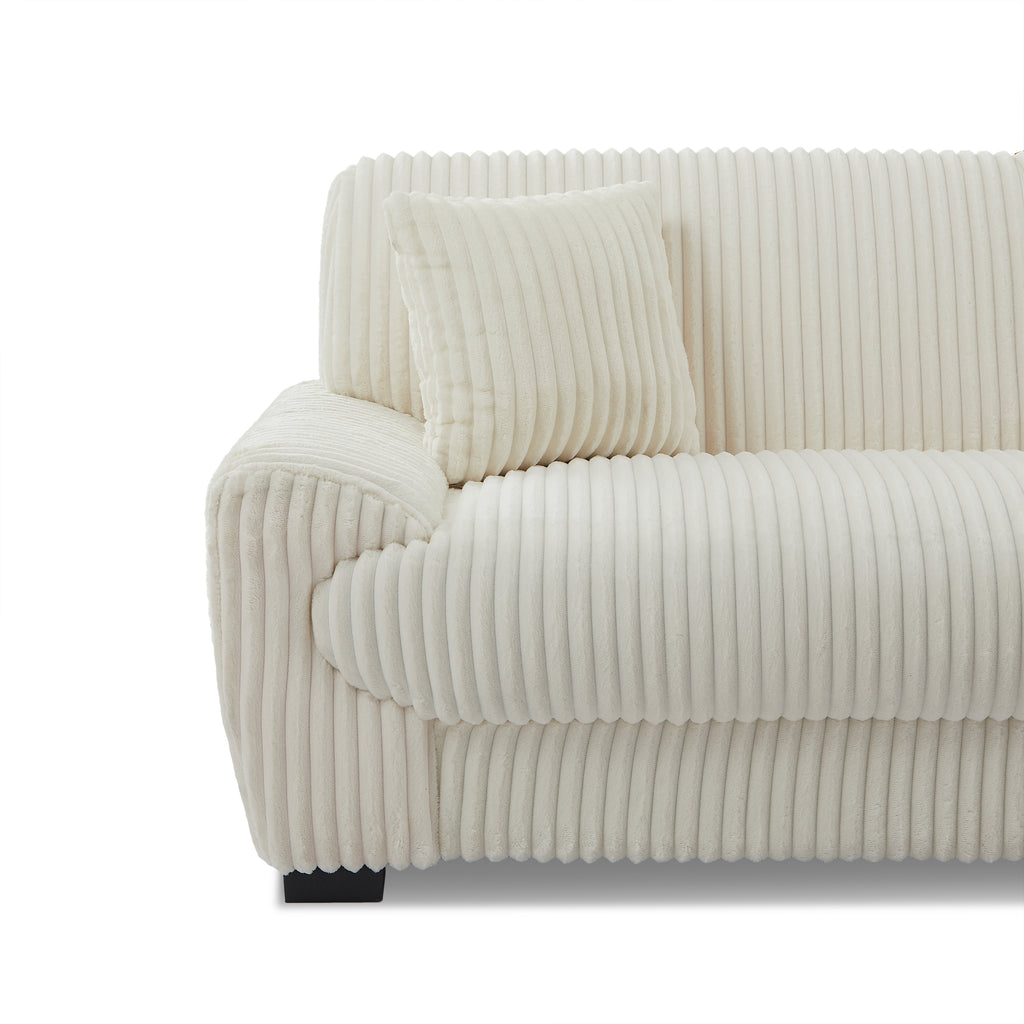ADEA Fixed 3-Seater Sofa – Corduroy Velvet Living Room Furniture
