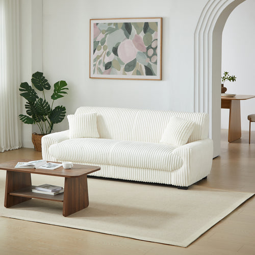 ADEA Fixed 3-Seater Sofa – Corduroy Velvet Living Room Furniture