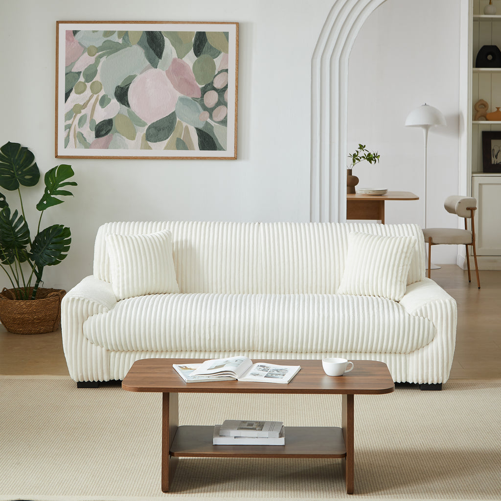 ADEA Fixed 3-Seater Sofa – Corduroy Velvet Living Room Furniture