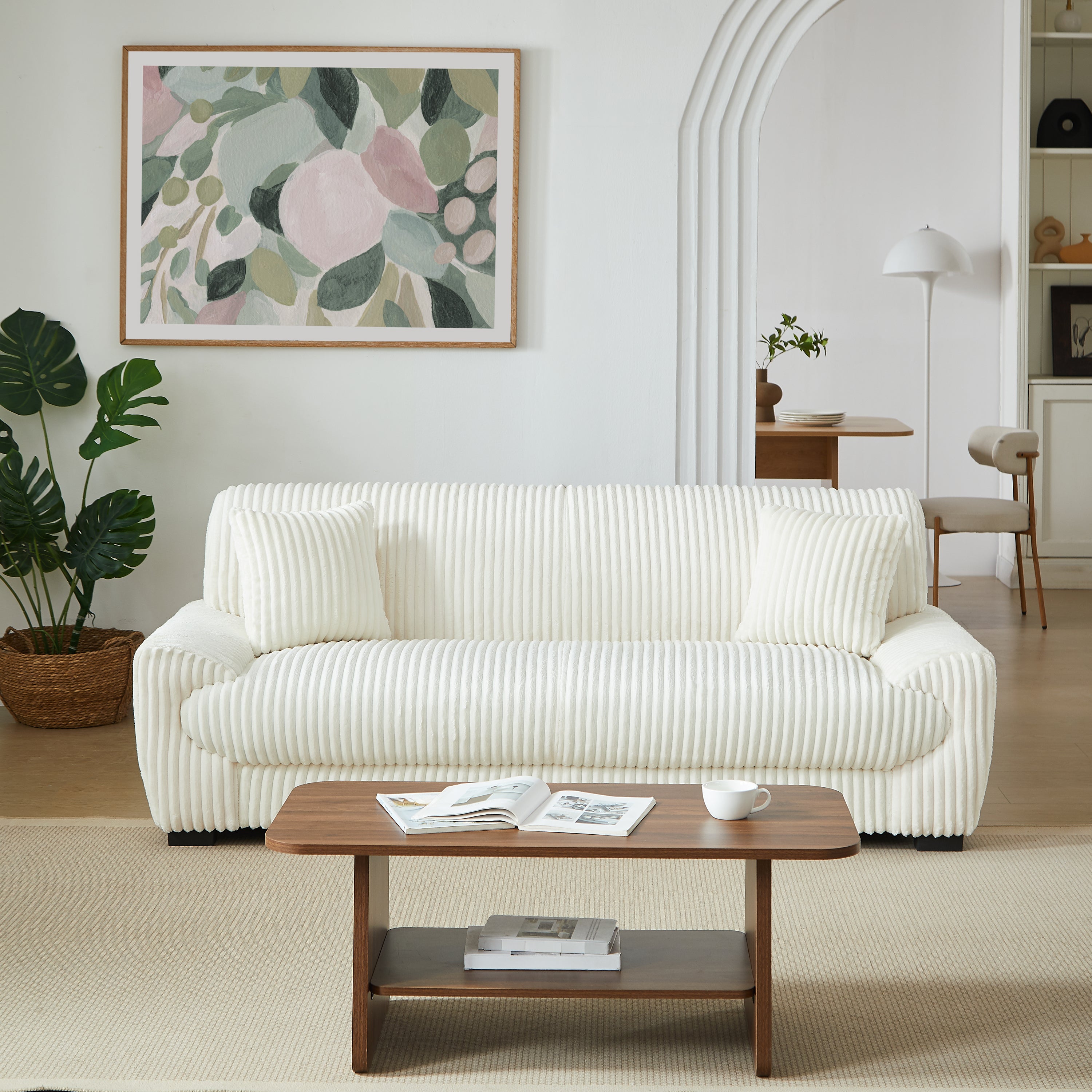ADEA Fixed 3-Seater Sofa – Corduroy Velvet Living Room Furniture