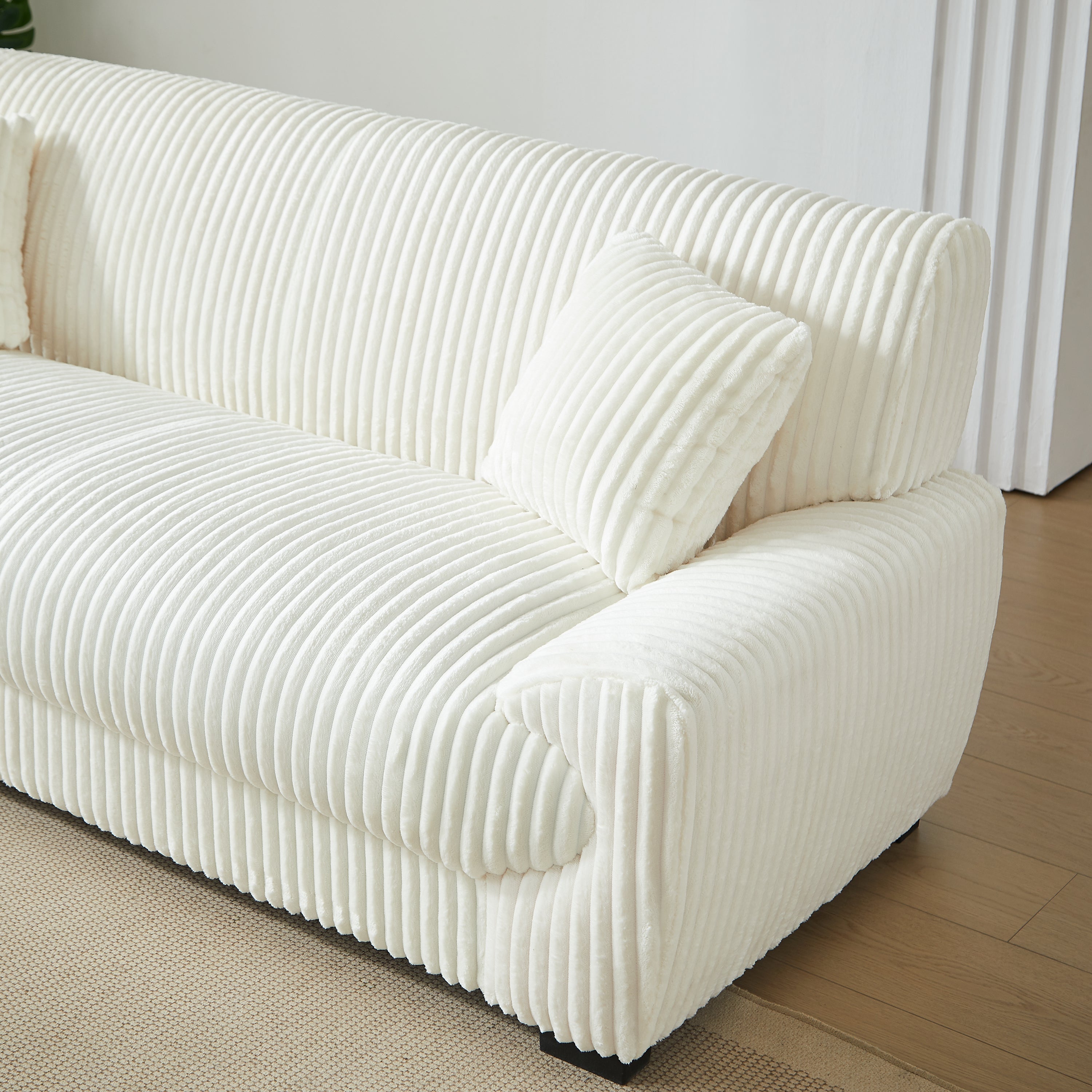 ADEA Fixed 3-Seater Sofa – Corduroy Velvet Living Room Furniture