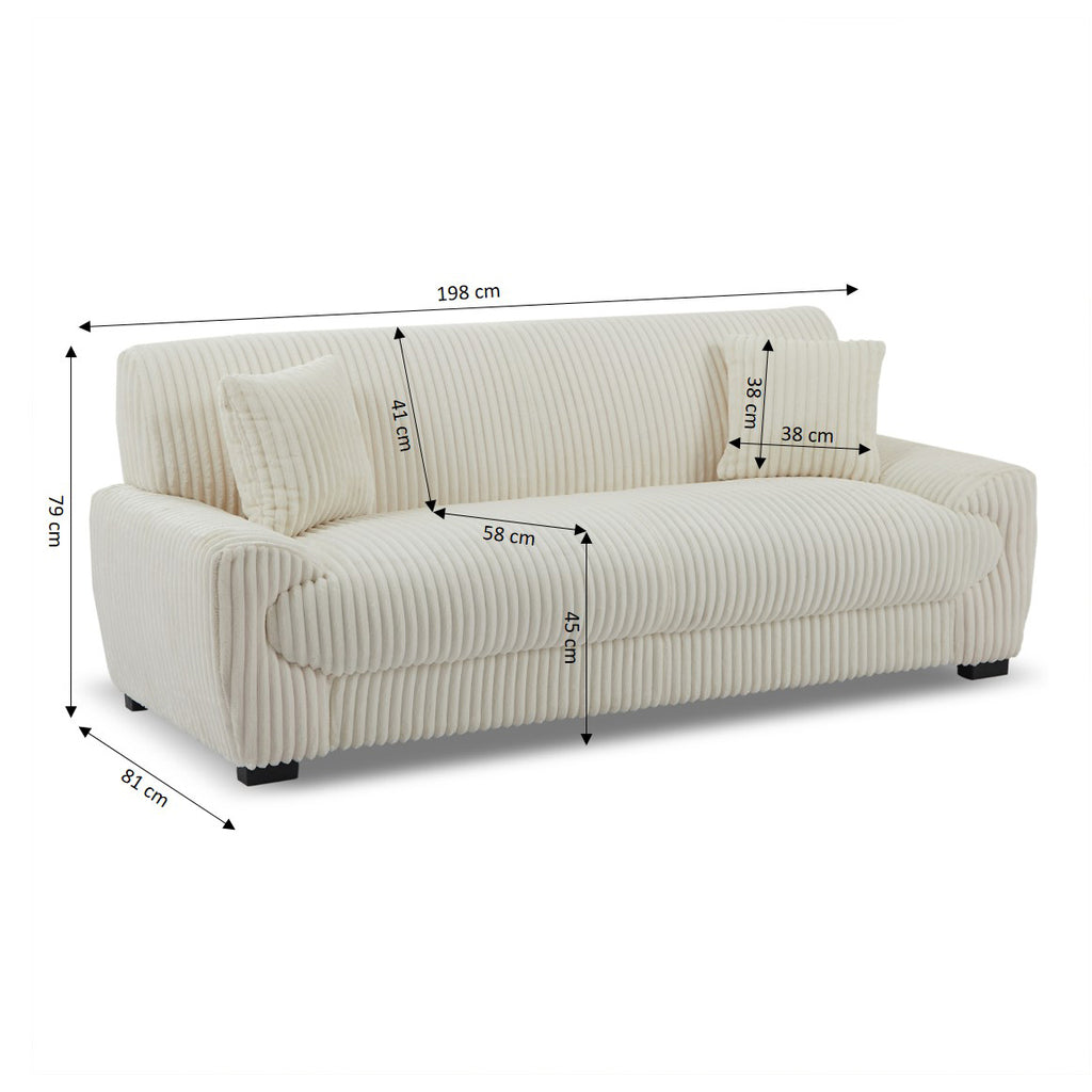 ADEA Fixed 3-Seater Sofa – Beige