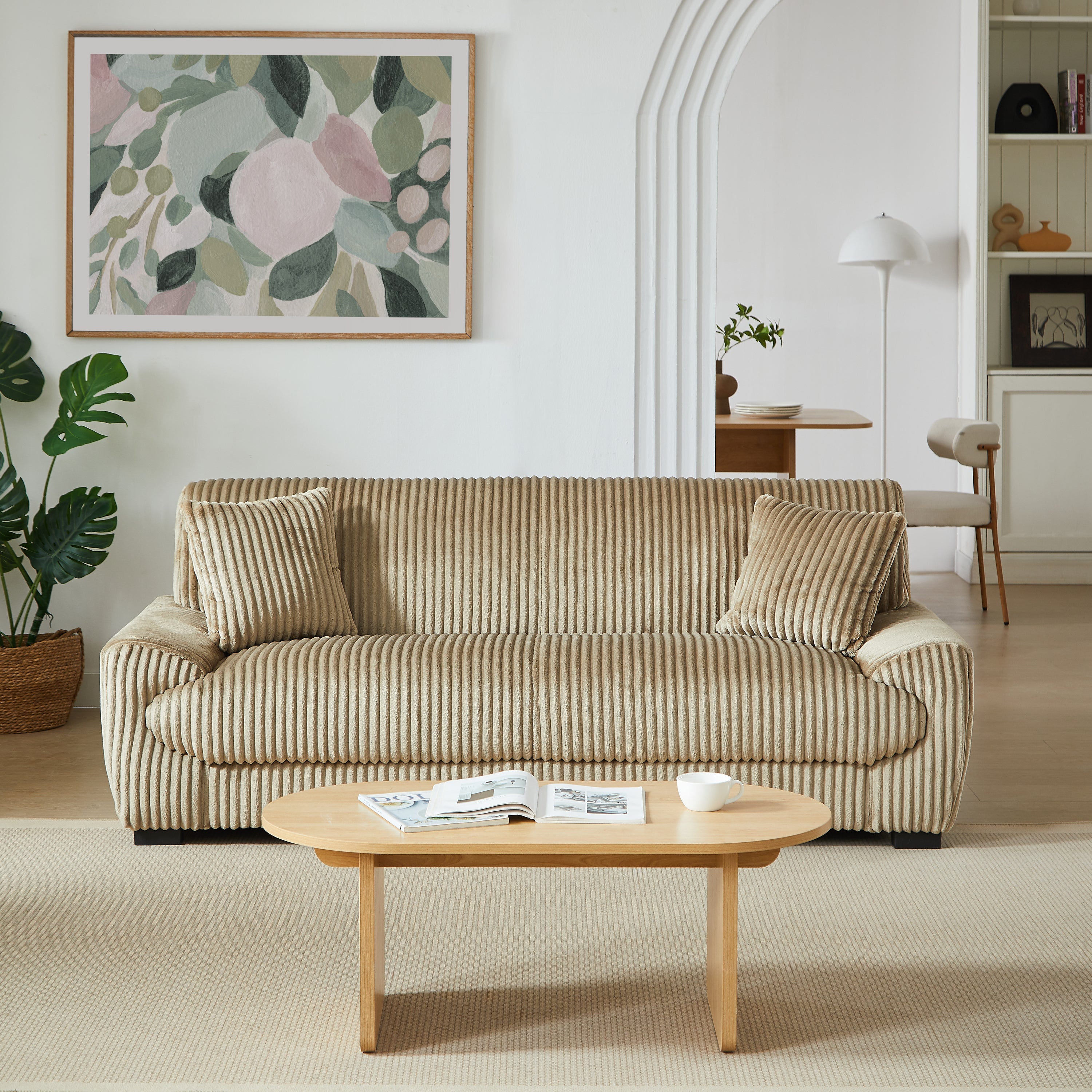 ADEA Fixed 3-Seater Sofa – Corduroy Velvet Living Room Furniture