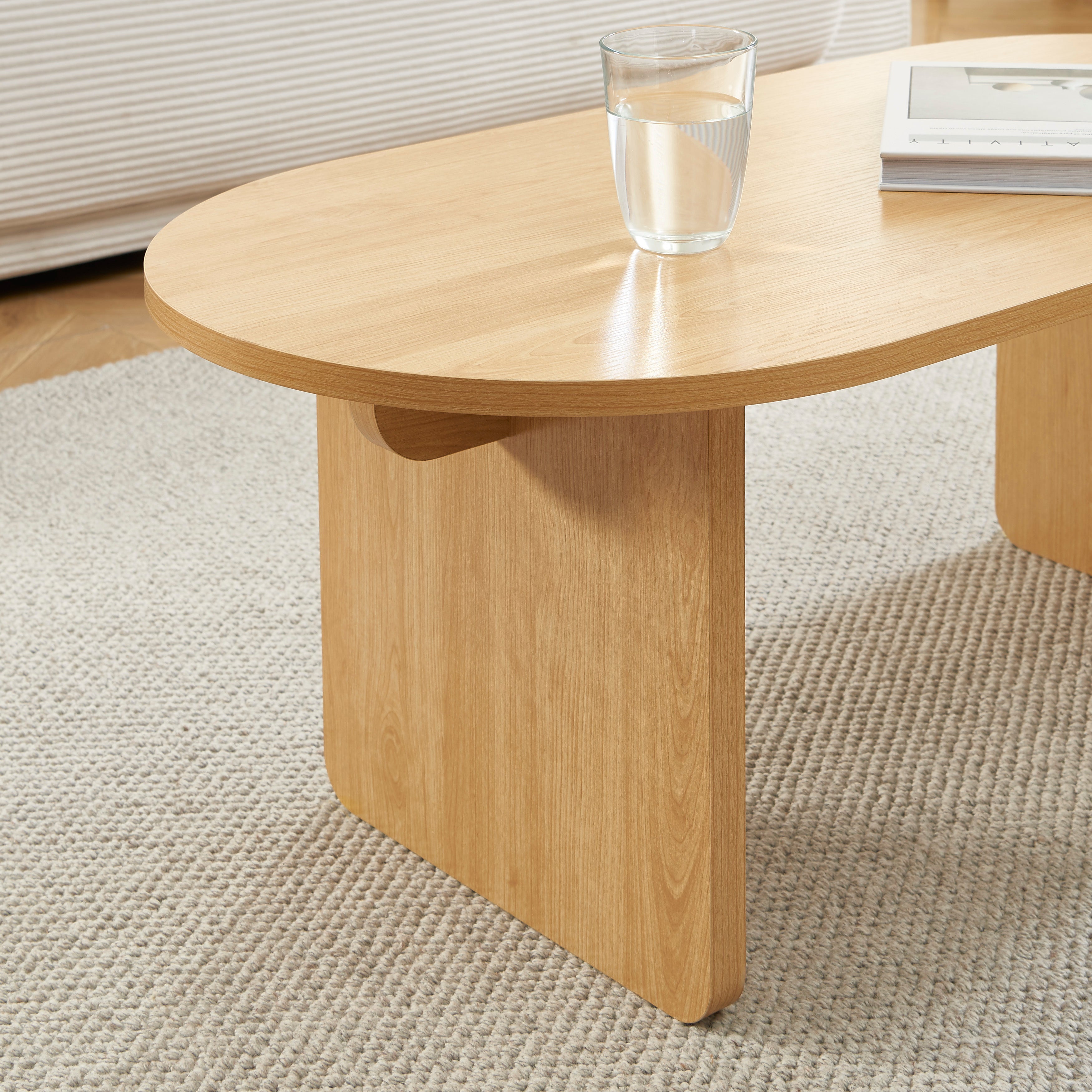 AFFY Oval Wood Effect Coffee Table – Light wood
