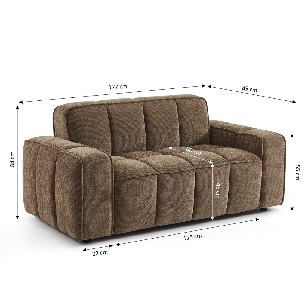 ALISTAIR 2-Seater Sofa Chenille - Brown