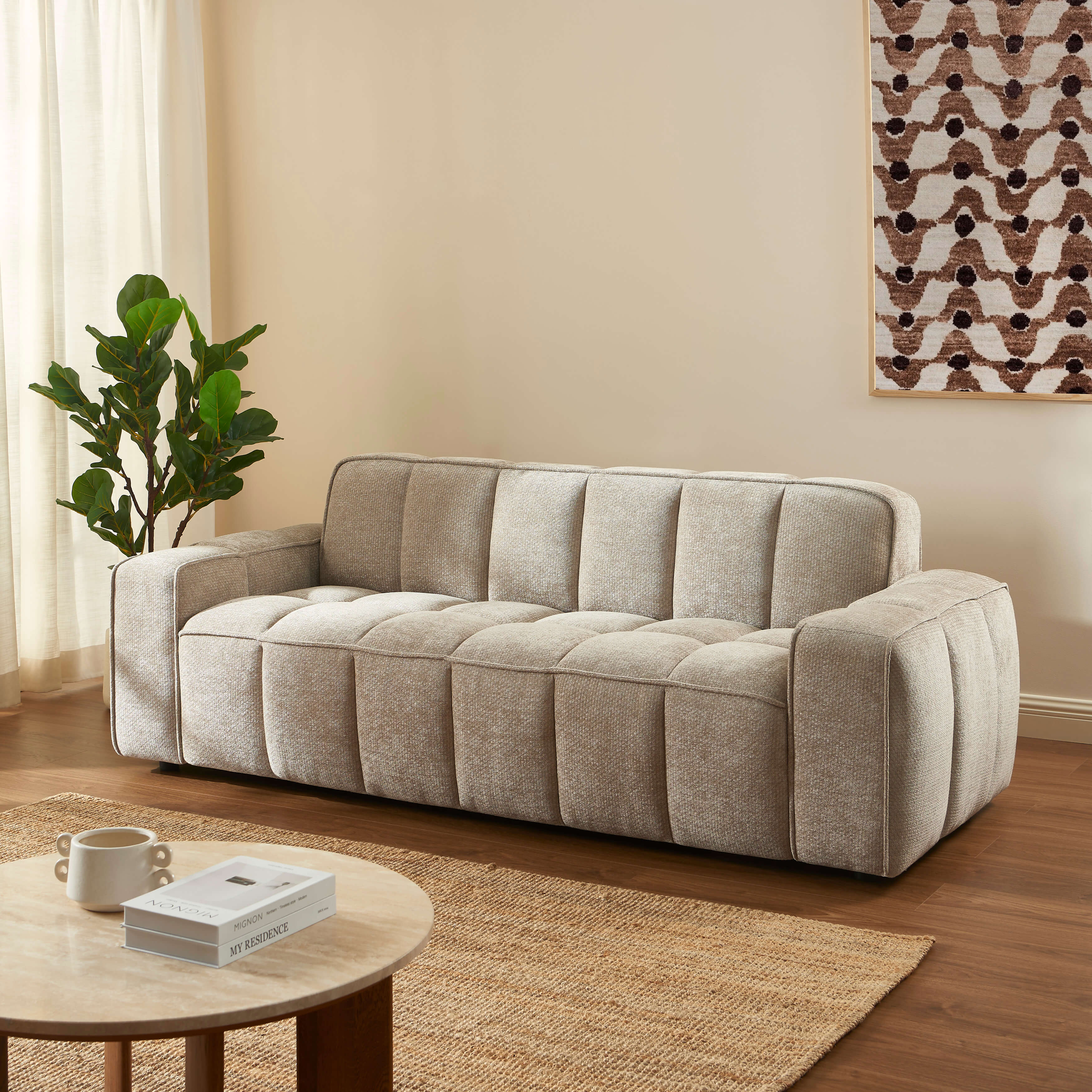 ALISTAIR 3-Seater Sofa Chenille - Beige