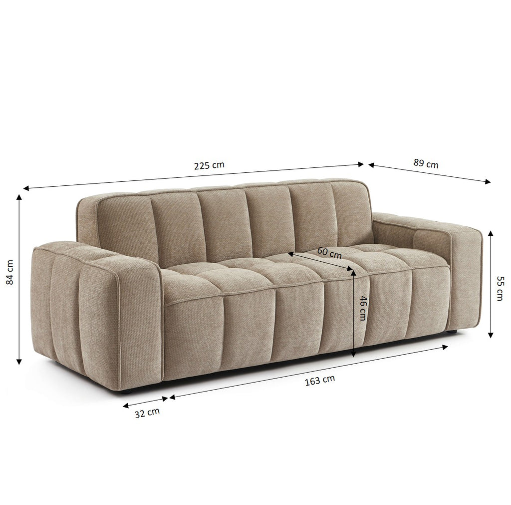 ALISTAIR 3-Seater Sofa Chenille - Beige