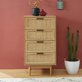 AMANA Oak Effect and Rattan Cane Chest of Drawers with 4 Drawers