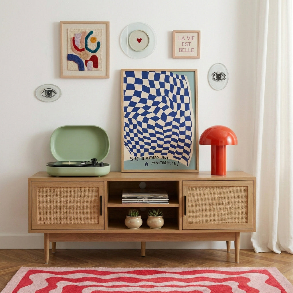 AMANA Oak Effect and Rattan Cane TV Unit
