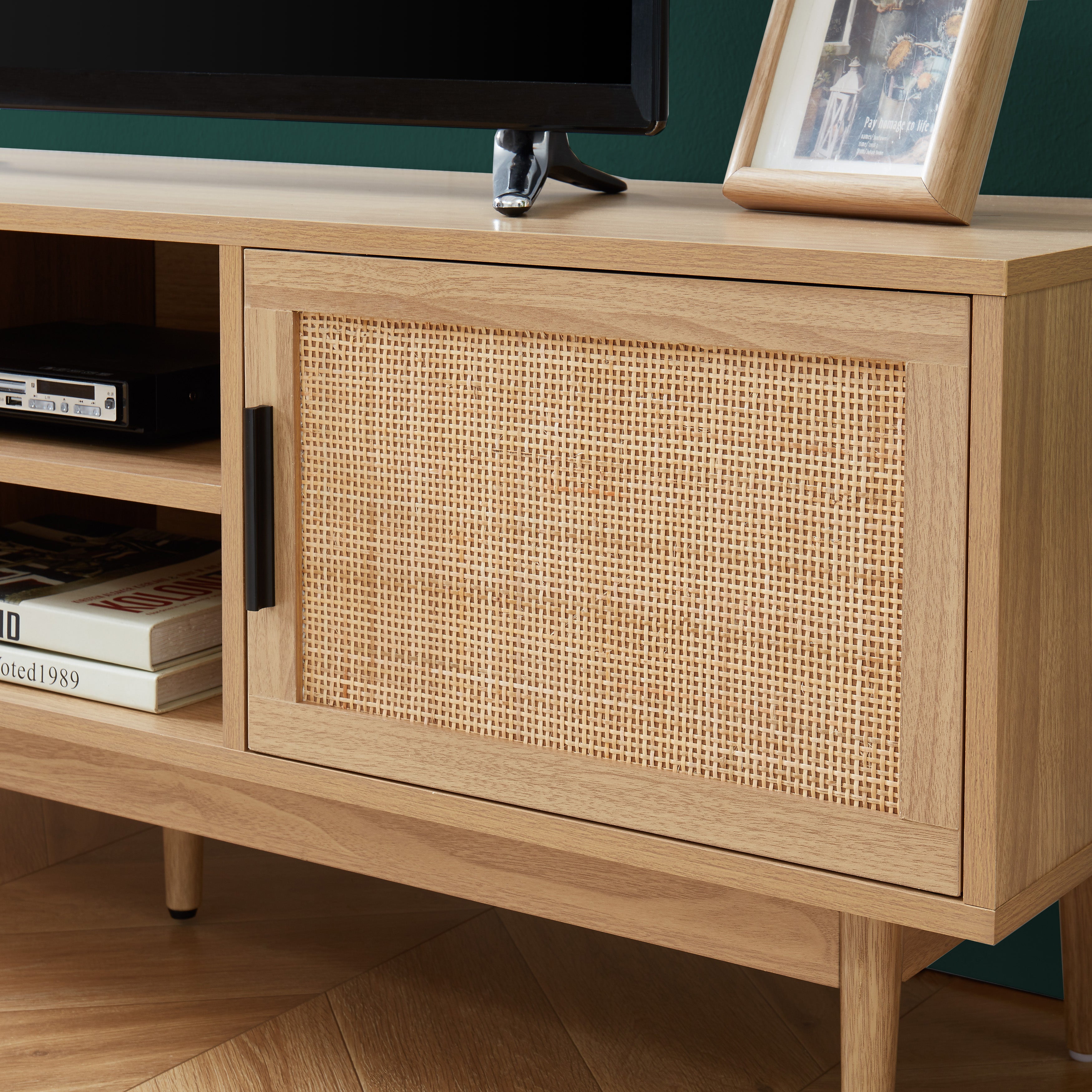 AMANA Oak Effect and Rattan Cane TV Unit