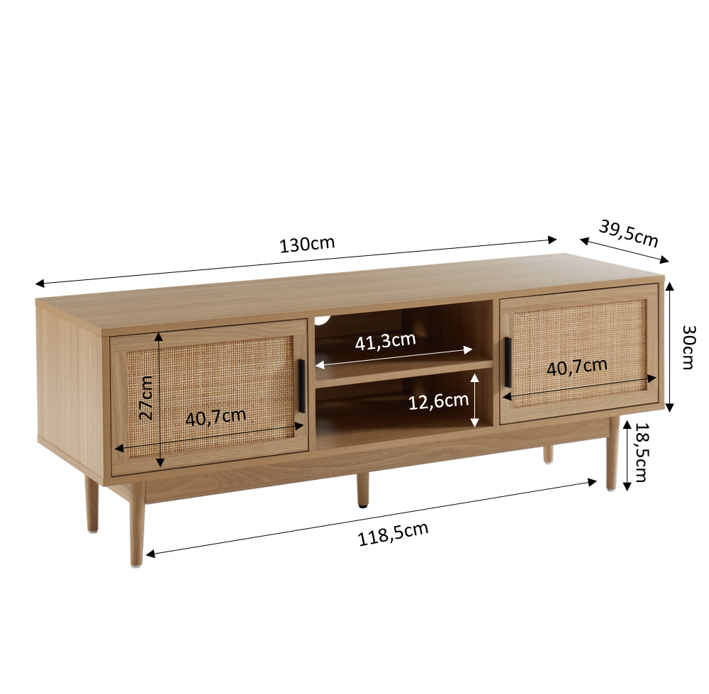 AMANA Oak Effect and Rattan Cane TV Unit