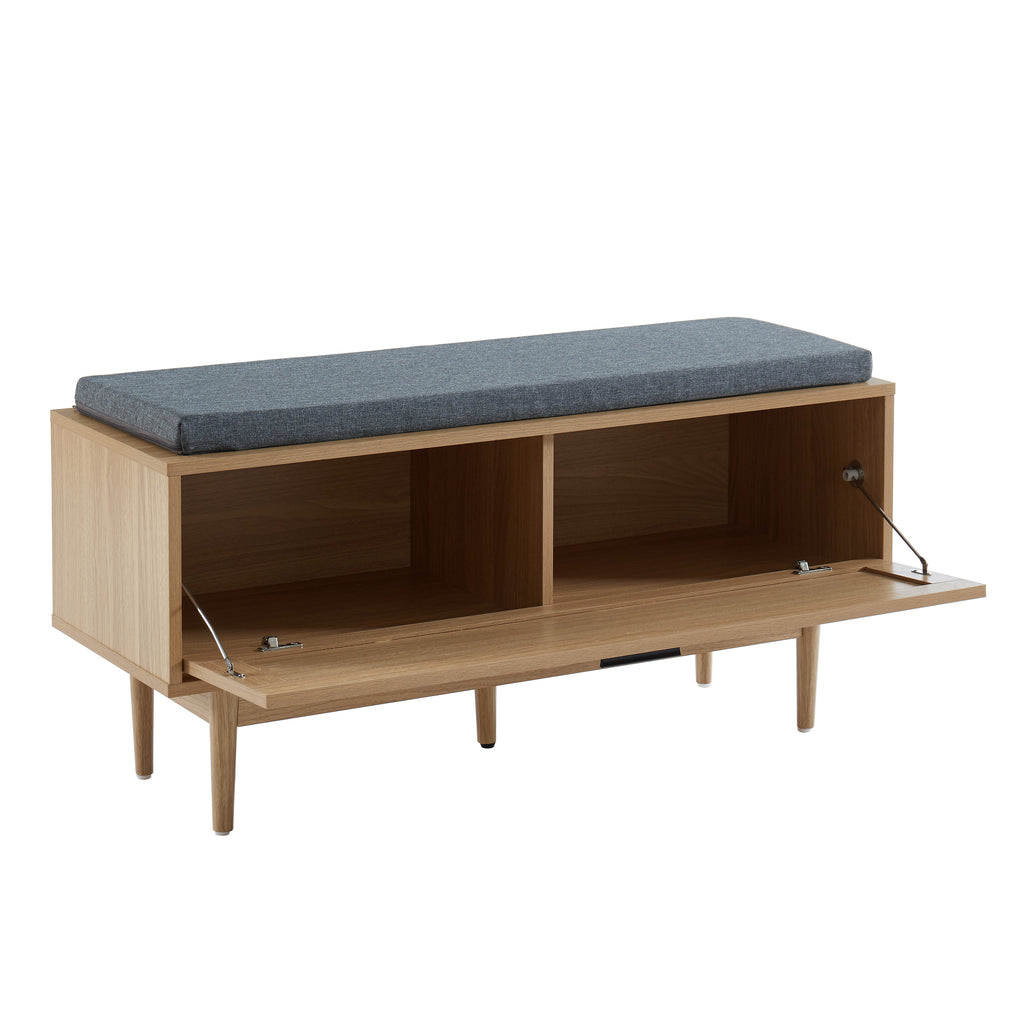 AMANA Oak Effect and Rattan Cane Shoe Bench - Light wood