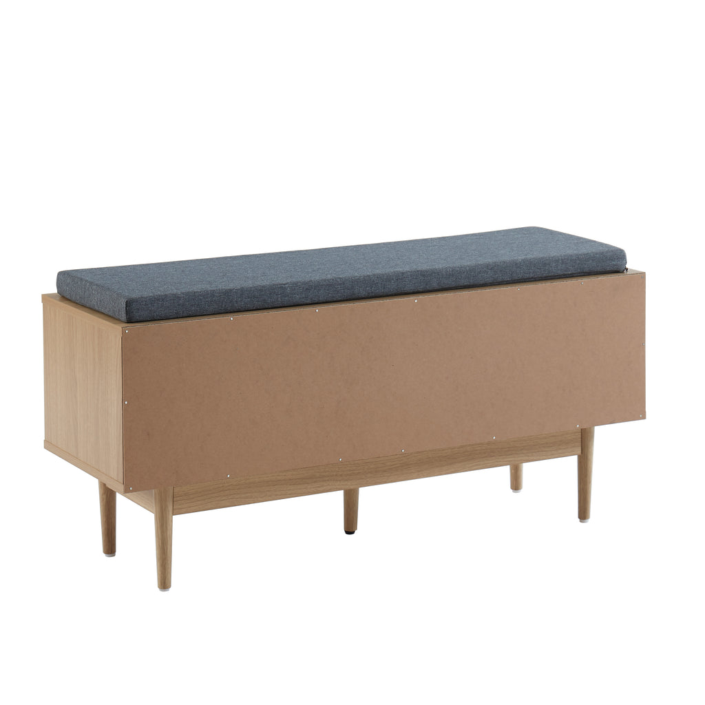 AMANA Oak Effect and Rattan Cane Shoe Bench - Light wood