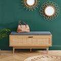 AMANA Oak Effect and Rattan Cane Shoe Bench - Light wood